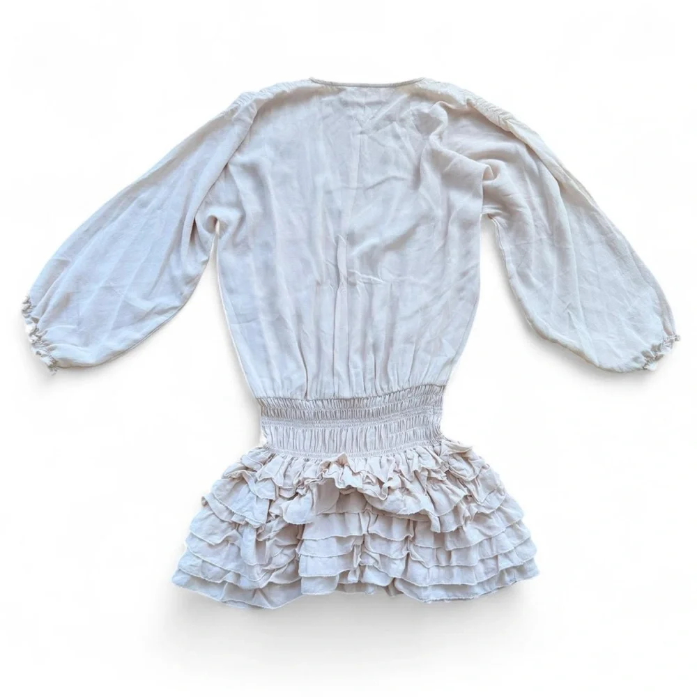 Ulla Johnson 100% Silk Piera Pleated Ruffled Matte Satin Drop Waist Dress Size 0 - Picture 10 of 16